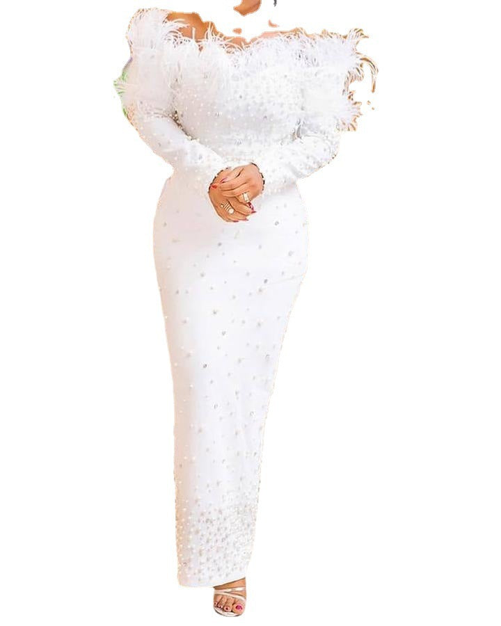 Autumn And Winter Beaded Sheath Sexy Dress