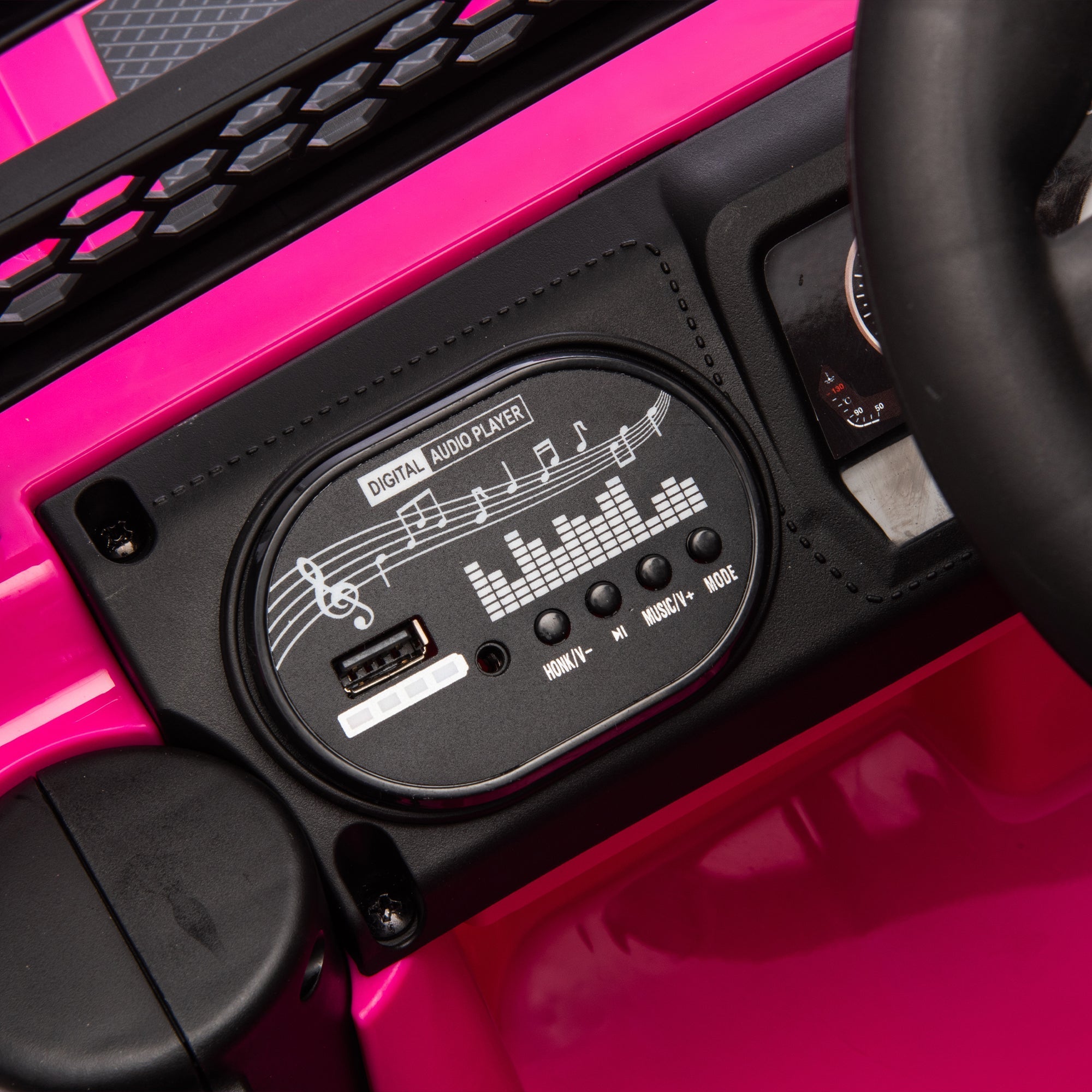 12V Kids Ride On Electric Truck Car W/Parents Control,2WD,Four-wheel suspension,Early education function,Adjustable volume,USB,MP3,Bluetooth,Microphone jack,Power display,LED lights For kids aged 1-4.