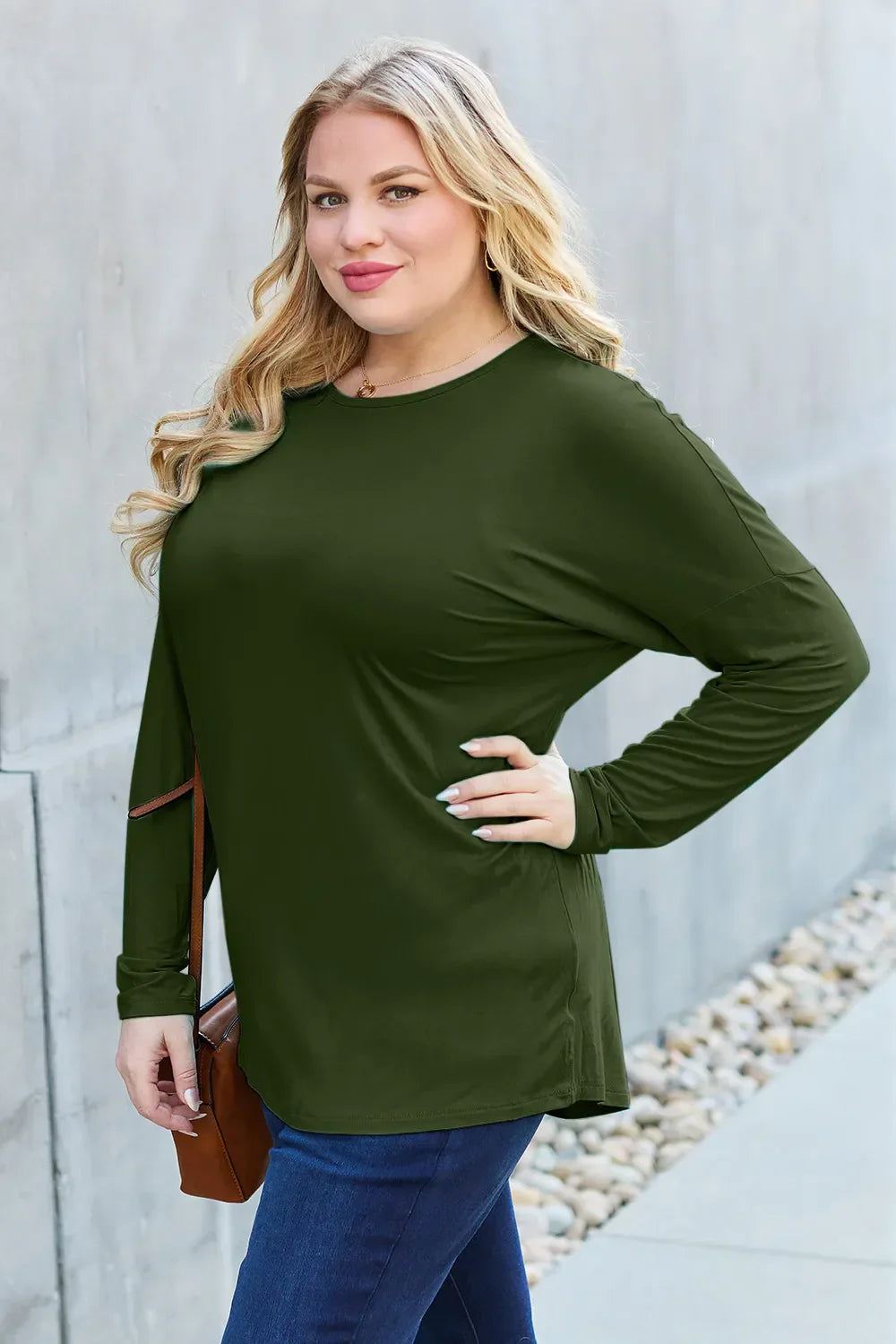 Basic Bae Round Neck Dropped Shoulder T-Shirt
