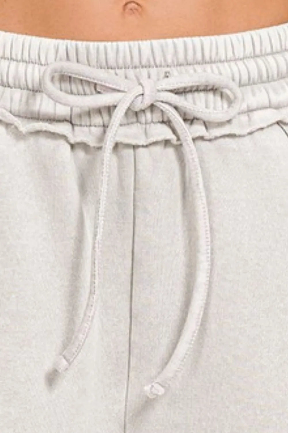 Acid Wash Fleece Drawstring Shorts With Pockets