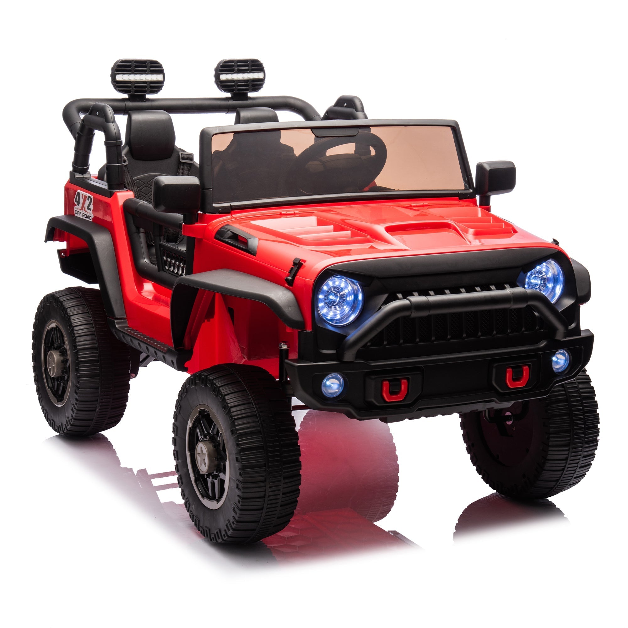 24V Two-Seater Kids Ride On Truck Car W/Parents Control,200w*2,Seat width 20.28in,Four-wheel Suspension,LED Lights,Music,MP3,Bluetooth,Two independent seat belts,Suitable for off-road For Kids Aged 3+