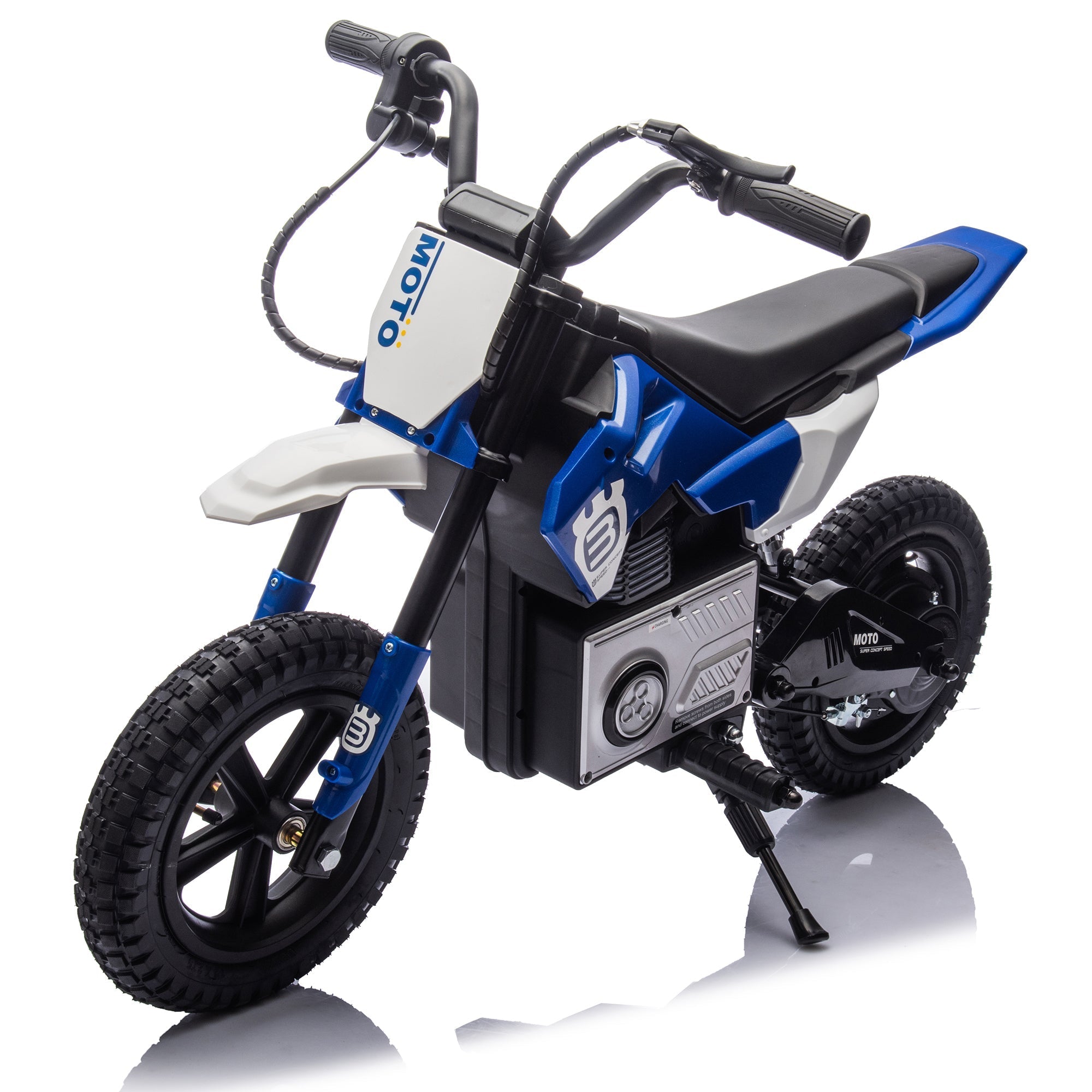 24V Kids Ride On Electric Toy Motocross Motorcycle,200W High Speed Hub Motor,Rear wheel shock absorber,Adjustable speed,LED breath lamp,Bluetooth,Music,Horn,Speeds 3.11-9.32MPH For Kids Aged 5-15.