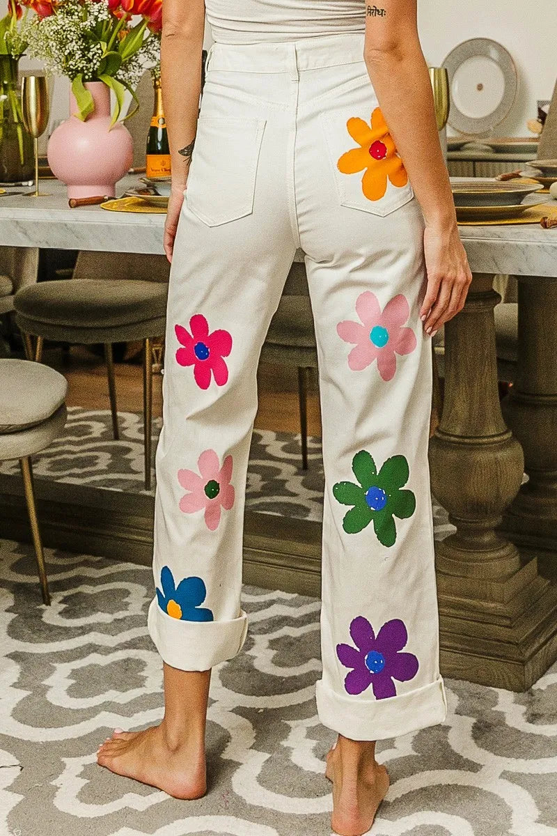 BiBi Flower Print Straight Legs Pants