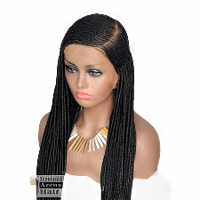 36" Cornrow Braided Wigs Synthetic Handmade Side Part Braided Wig Full Lace Frontal Braiding Wig Goddess Knotless Box Braids Wig