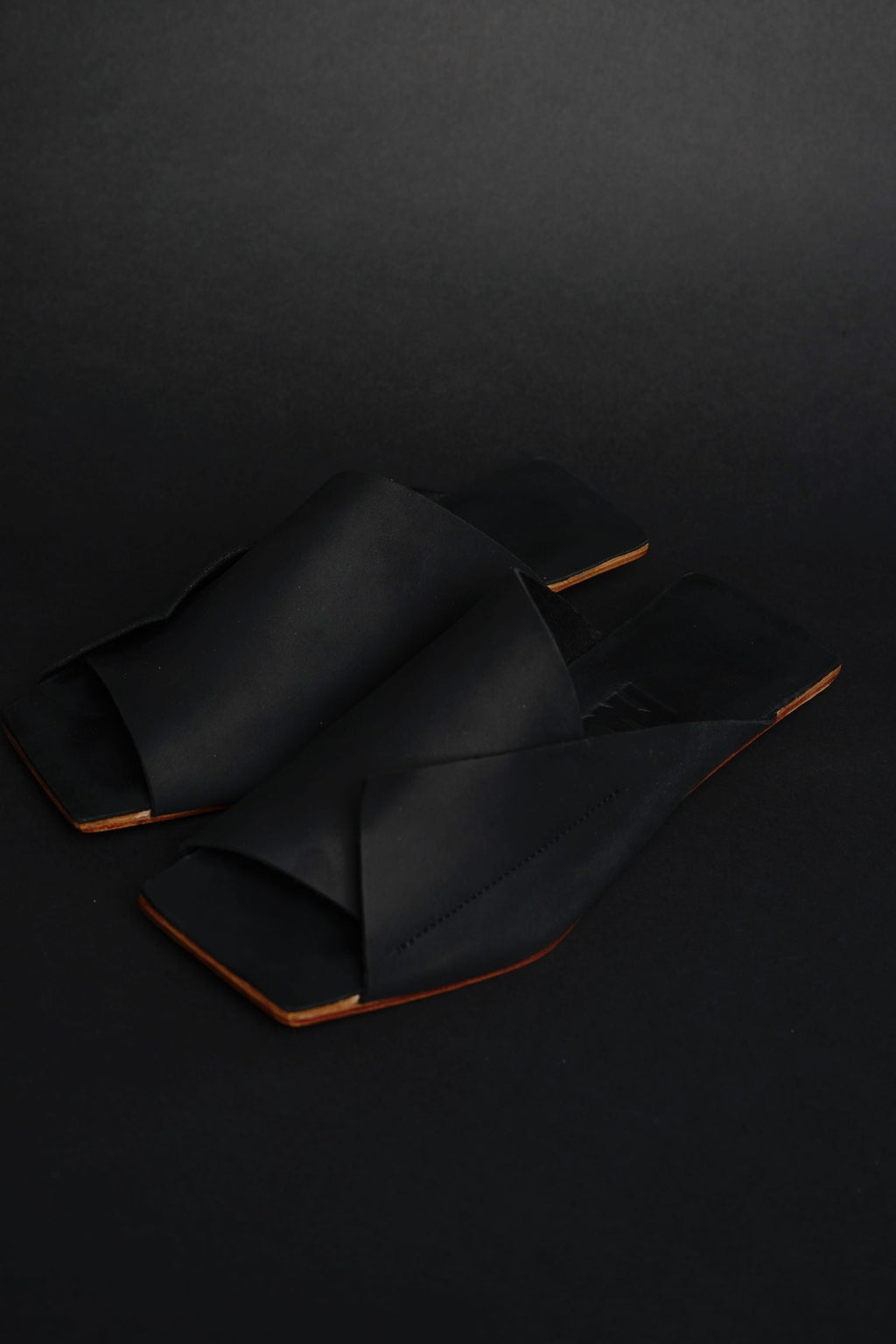 Amos Handcrafted Black Leather Slides