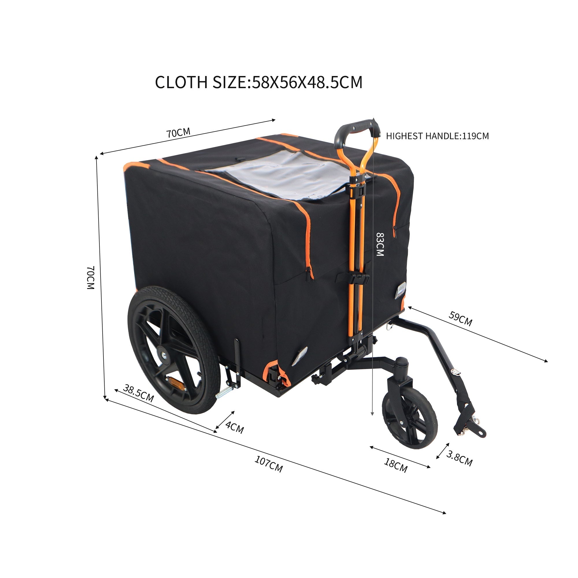 2-in-1 Bike & Pull-Behind Pet Trailer â€?Convertible Dog/Cat Carrier with Detachable Bike Hitch & Built-in Towing Handle â€?All-Terrain Wheels for Cycling and Hand-Pulled Transport, Orange and Black
