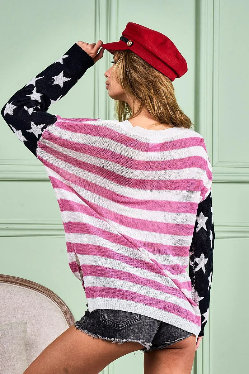 American Flag Low Gauge Knit Top