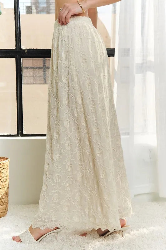 ADORA Elastic Waist Applique Maxi Skirt