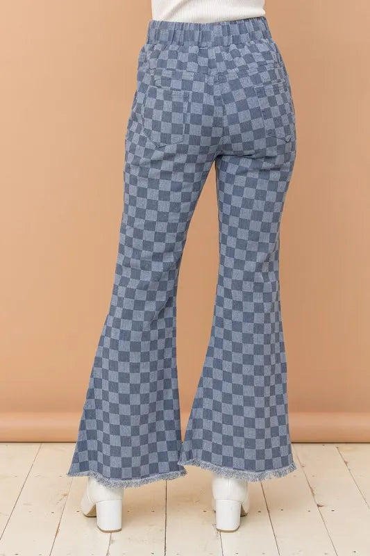 And The Why Checkerboard High Waist Bell Pants