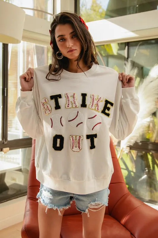 Baseballs Strikeout Patches French Terry Sweatshirt