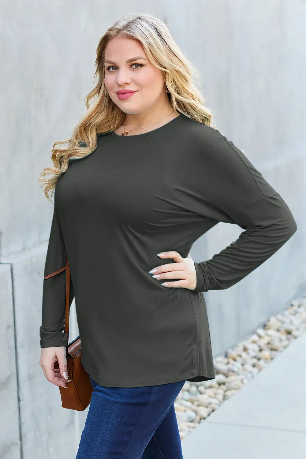 Basic Bae Round Neck Dropped Shoulder T-Shirt