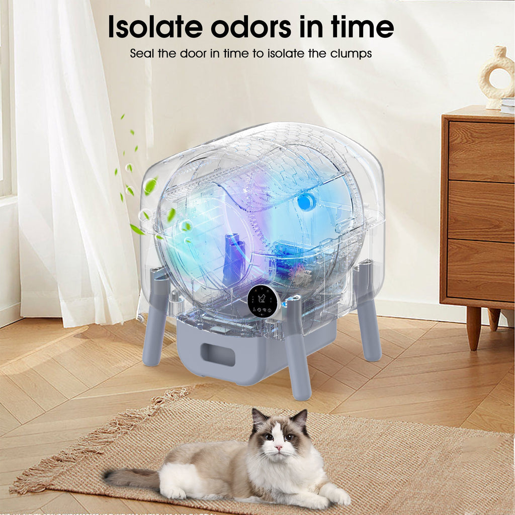 Automatic Smart Cat Litter Box, Large Capacity Self-Cleaning Litter Box with Infrared/Gravity/Ambient Light Function(Model B)