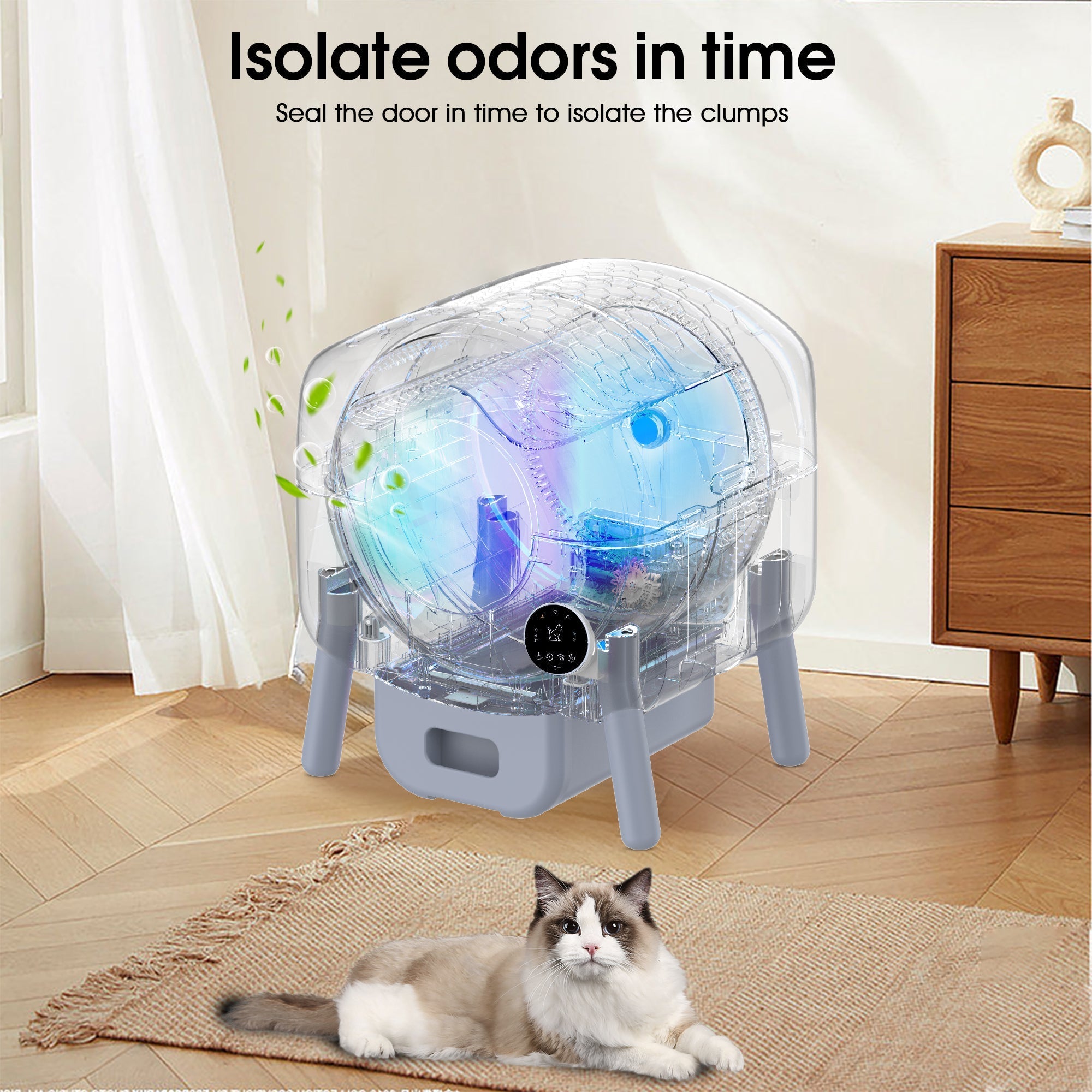 Automatic Smart Cat Litter Box, Large Capacity Self-Cleaning Litter Box with Infrared/Gravity/Ambient Light Function(Model B)