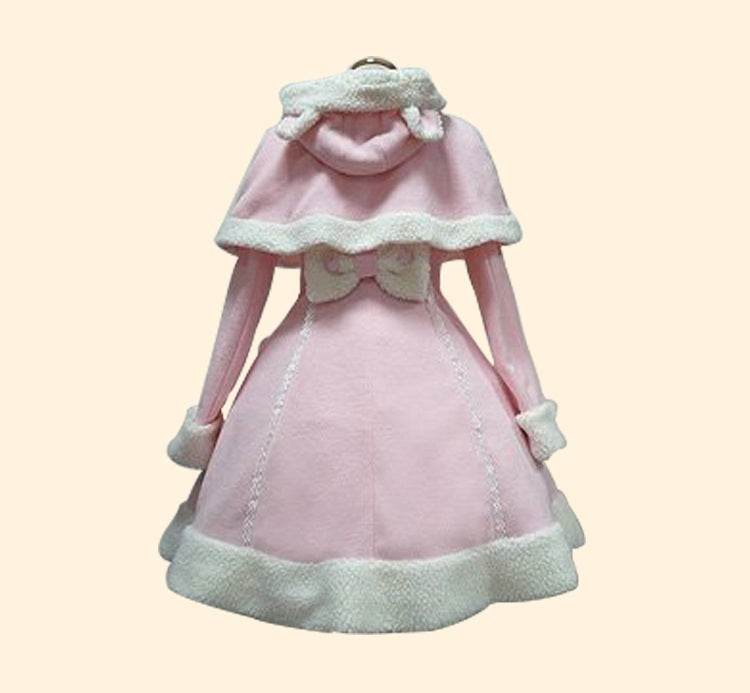 Autumn And Winter Hooded Rabbit Ear Cape Cape Large Skirt Coat