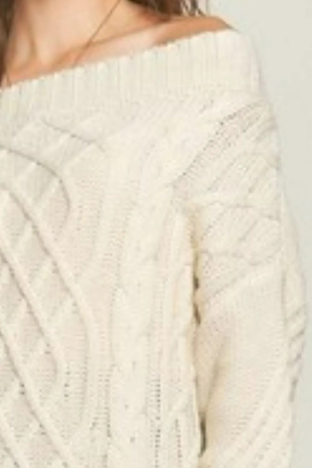 ADORA  Cable Knit Off Shoulder Sweater