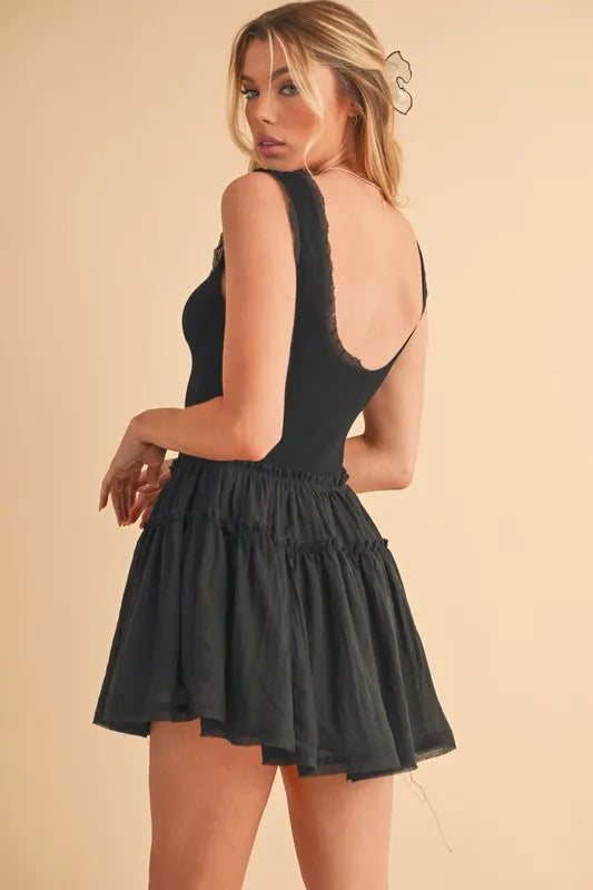 Aemi+Co Frill Sleeveless Drop Waist Mini Dress
