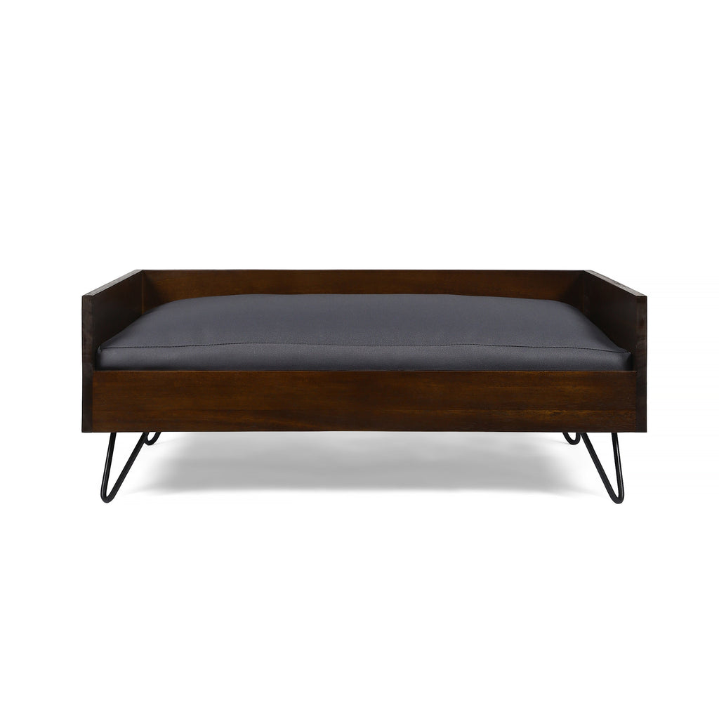 Acacia Wood Dog Bed with Sleek Hairpin Legs