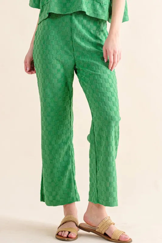 And The Why Brushed Texture Checker Board Pattern Casual Pants