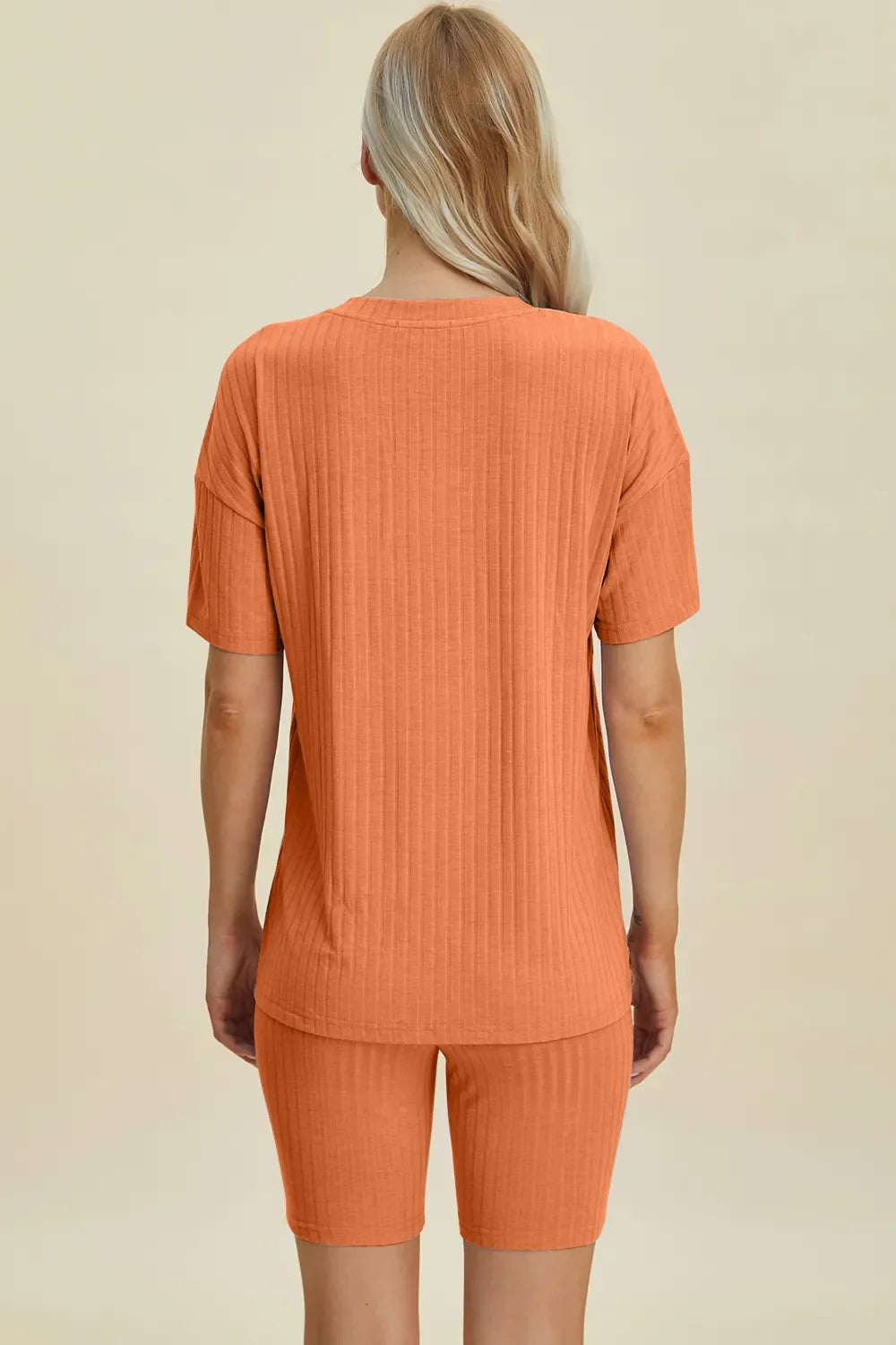 Basic Bae Full Size Ribbed V-Neck Short Sleeve Top and Shorts Set