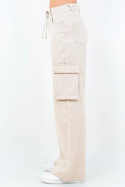 American Bazi Drawstring Wide Leg Cargo Pants