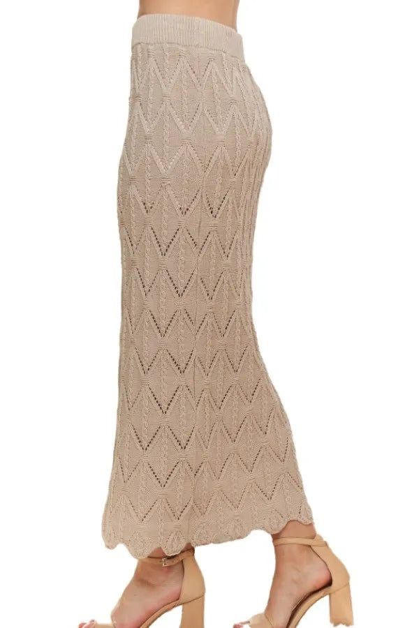 ADORA Scallop Trim Detail Knit Skirt