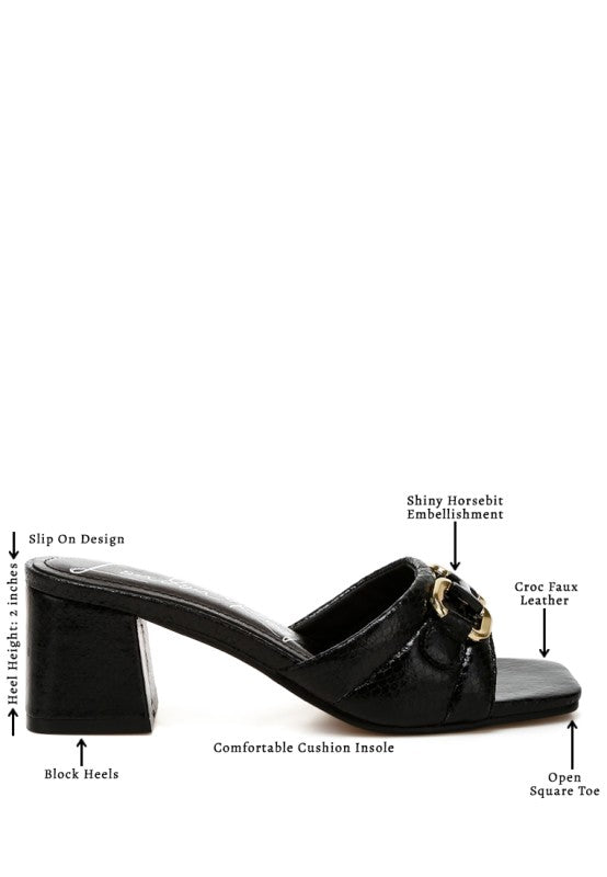 Bellamy Horsebit Detail Snake Print Sandals