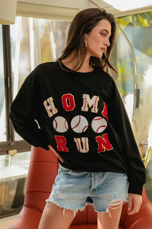Baseballs Homerun Patches French Terry Sweatshirt