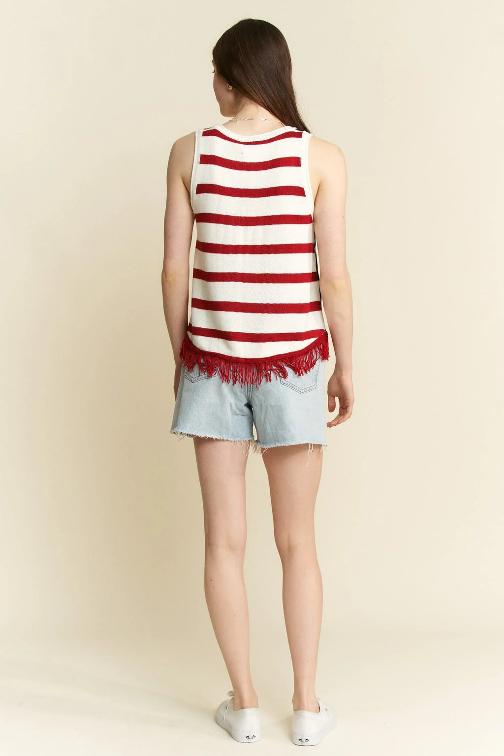 American Flag Fringe Tank Top Plus Size