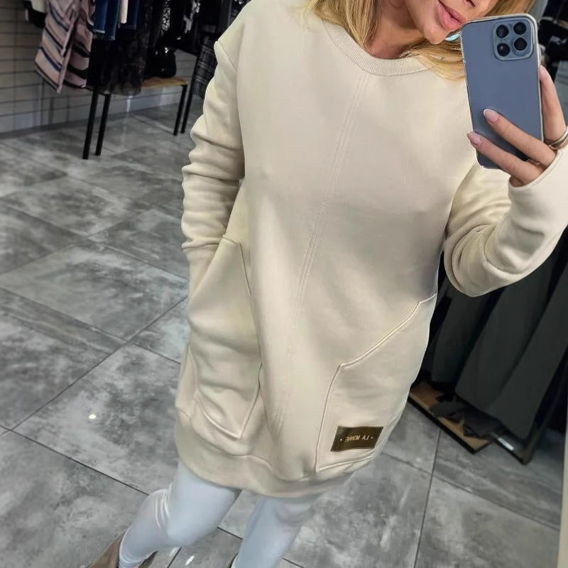 Autumn New Solid Color Loose Casual Knitted Dress