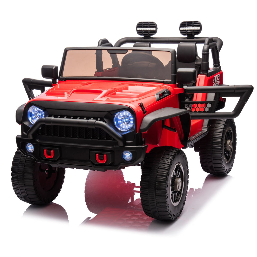 24V Two-Seater Kids Ride On Truck Car W/Parents Control,200w*2,Seat width 20.28in,Four-wheel Suspension,LED Lights,Music,MP3,Bluetooth,Two independent seat belts,Suitable for off-road For Kids Aged 3+