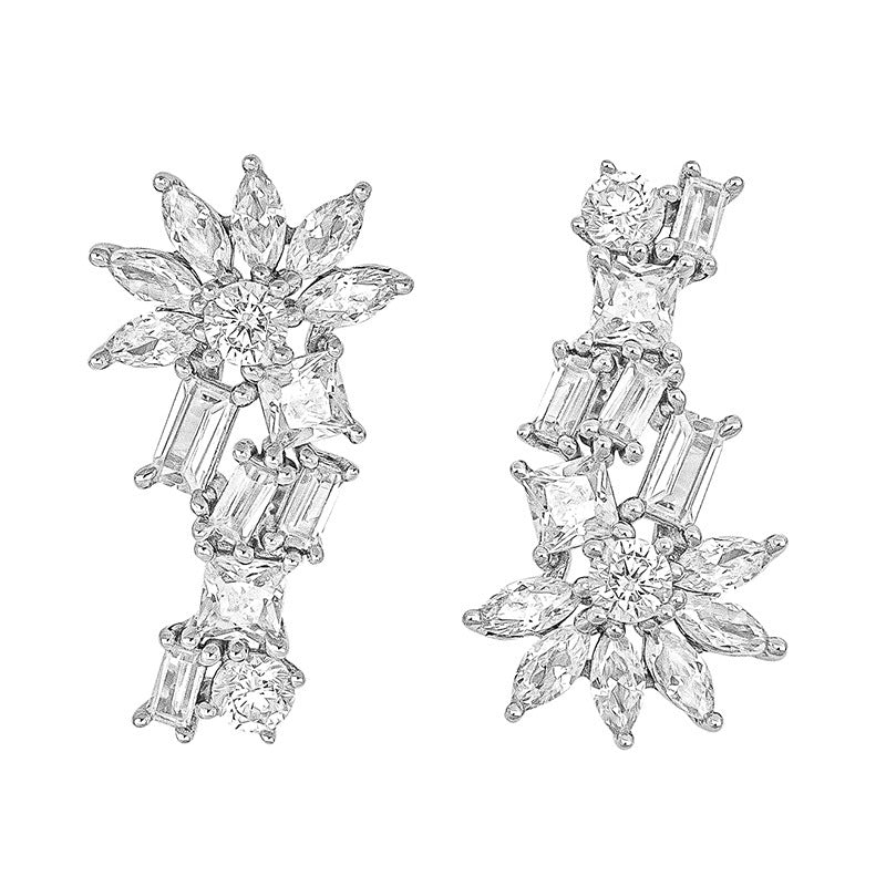 4428E Personality S925 Silver Inlaid 5A Zircon Simple Stud Earrings