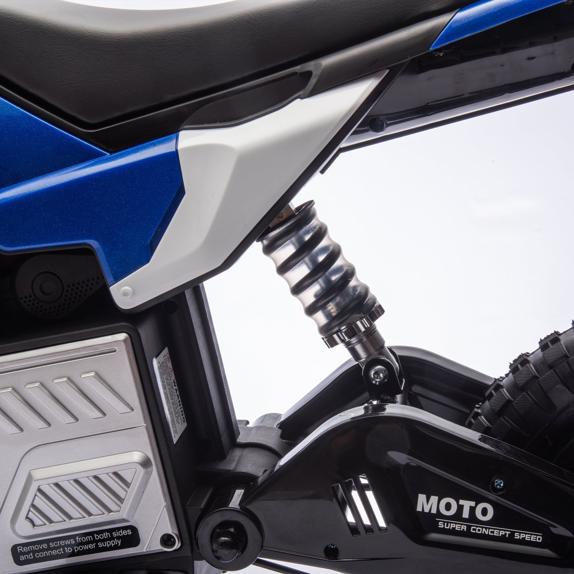 24V Kids Ride On Electric Toy Motocross Motorcycle,200W High Speed Hub Motor,Rear wheel shock absorber,Adjustable speed,LED breath lamp,Bluetooth,Music,Horn,Speeds 3.11-9.32MPH For Kids Aged 5-15.