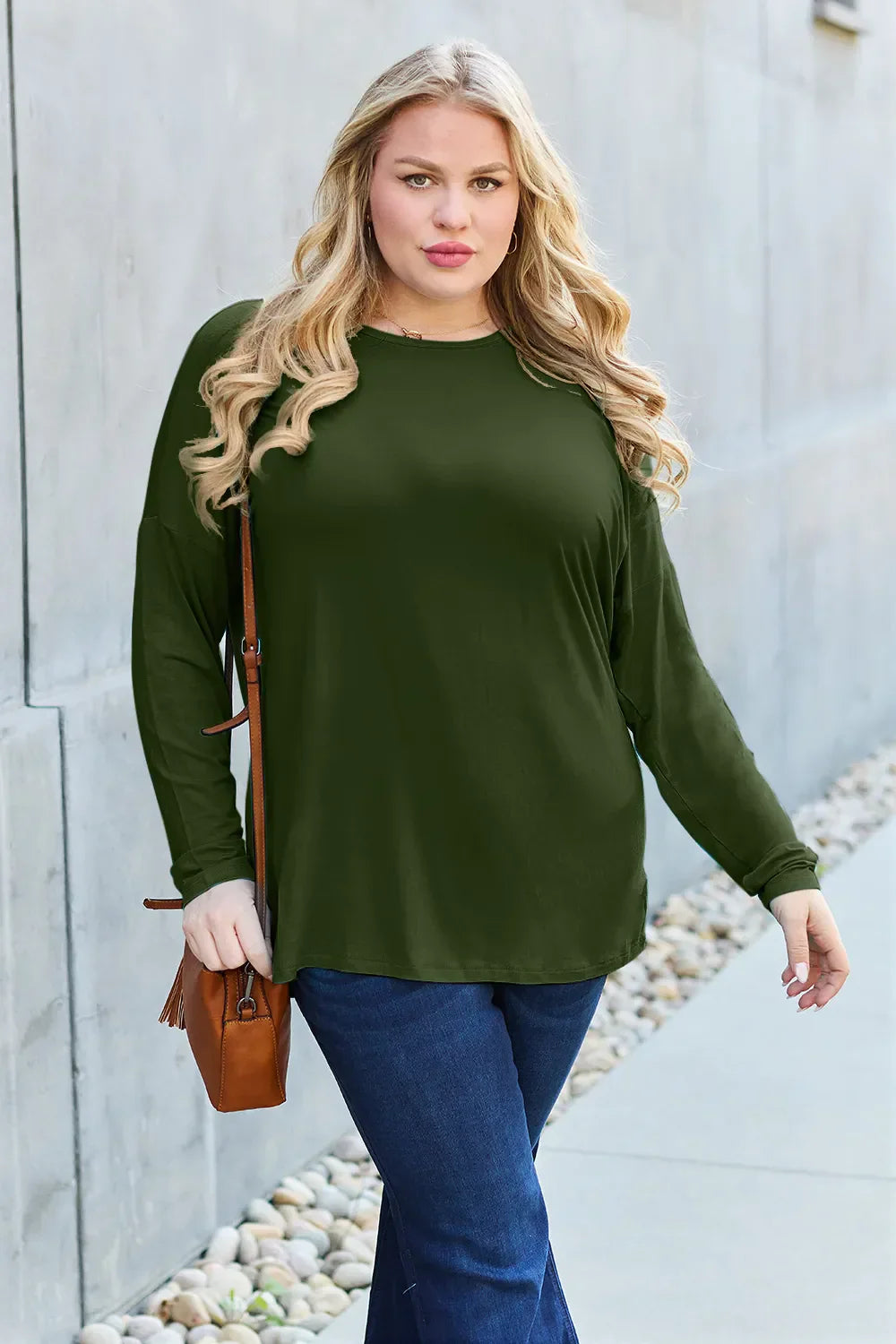 Basic Bae Round Neck Dropped Shoulder T-Shirt