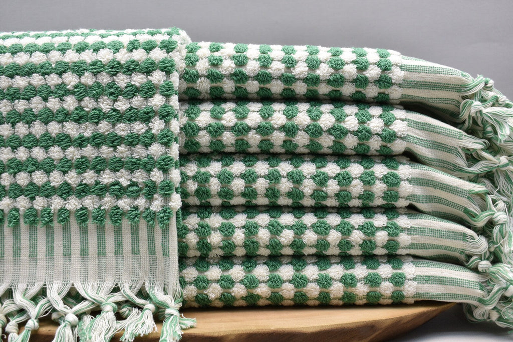 Basiclayersca Bubble Green Terry Hand Towel Made From 100