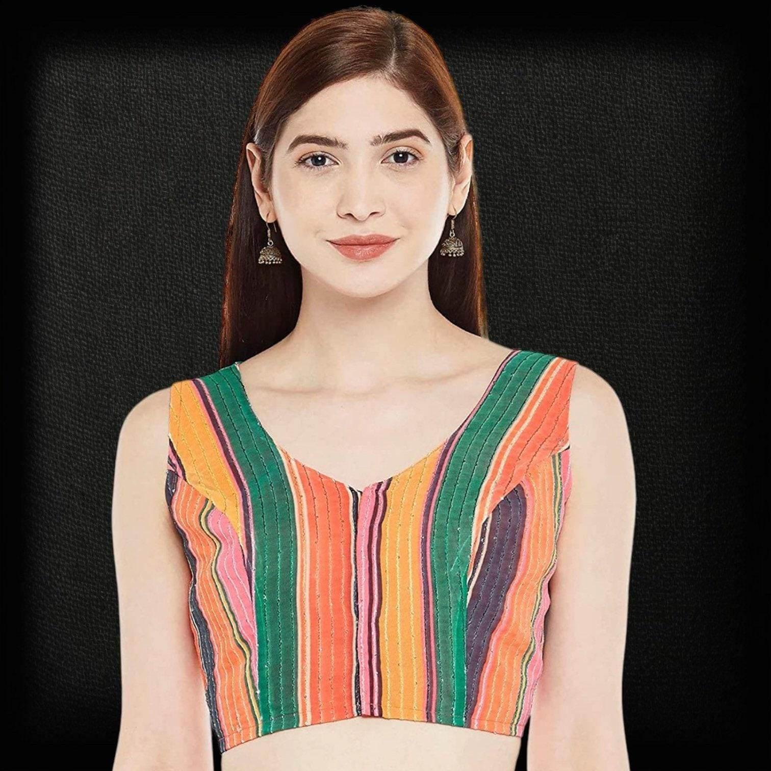 2842 multi color saree blouse | crop top for lehenga | sleeveless blouse