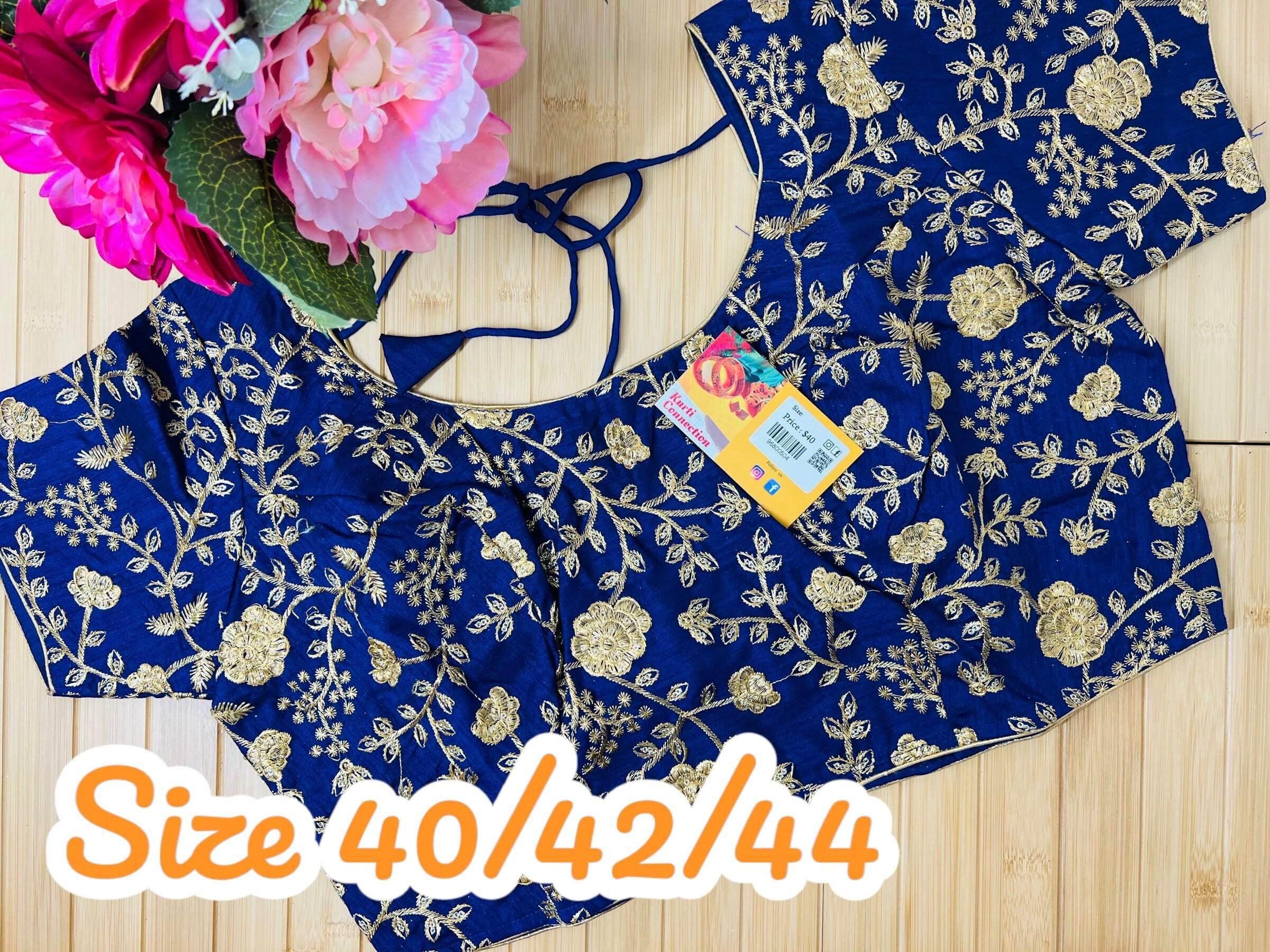 9102 embroidered raw silk blouse | readymade saree blouse