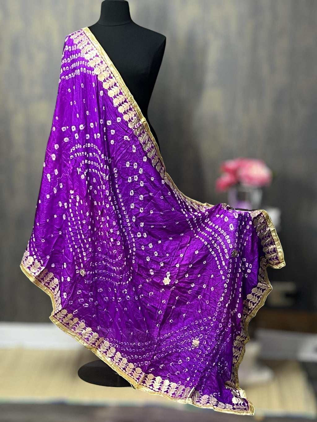 Bandhani dupattas with gota patti work