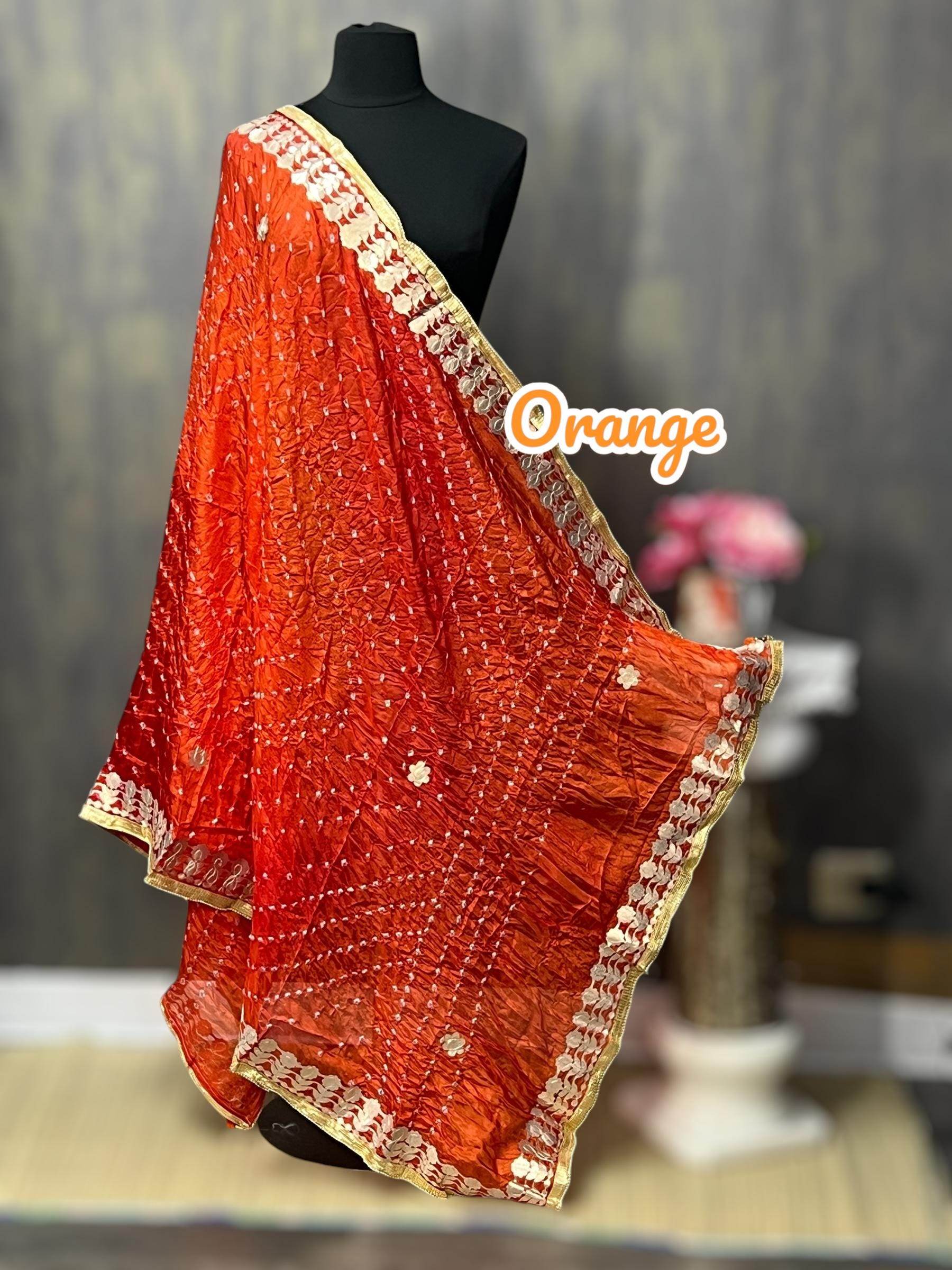 Bandhani dupattas with gota patti work