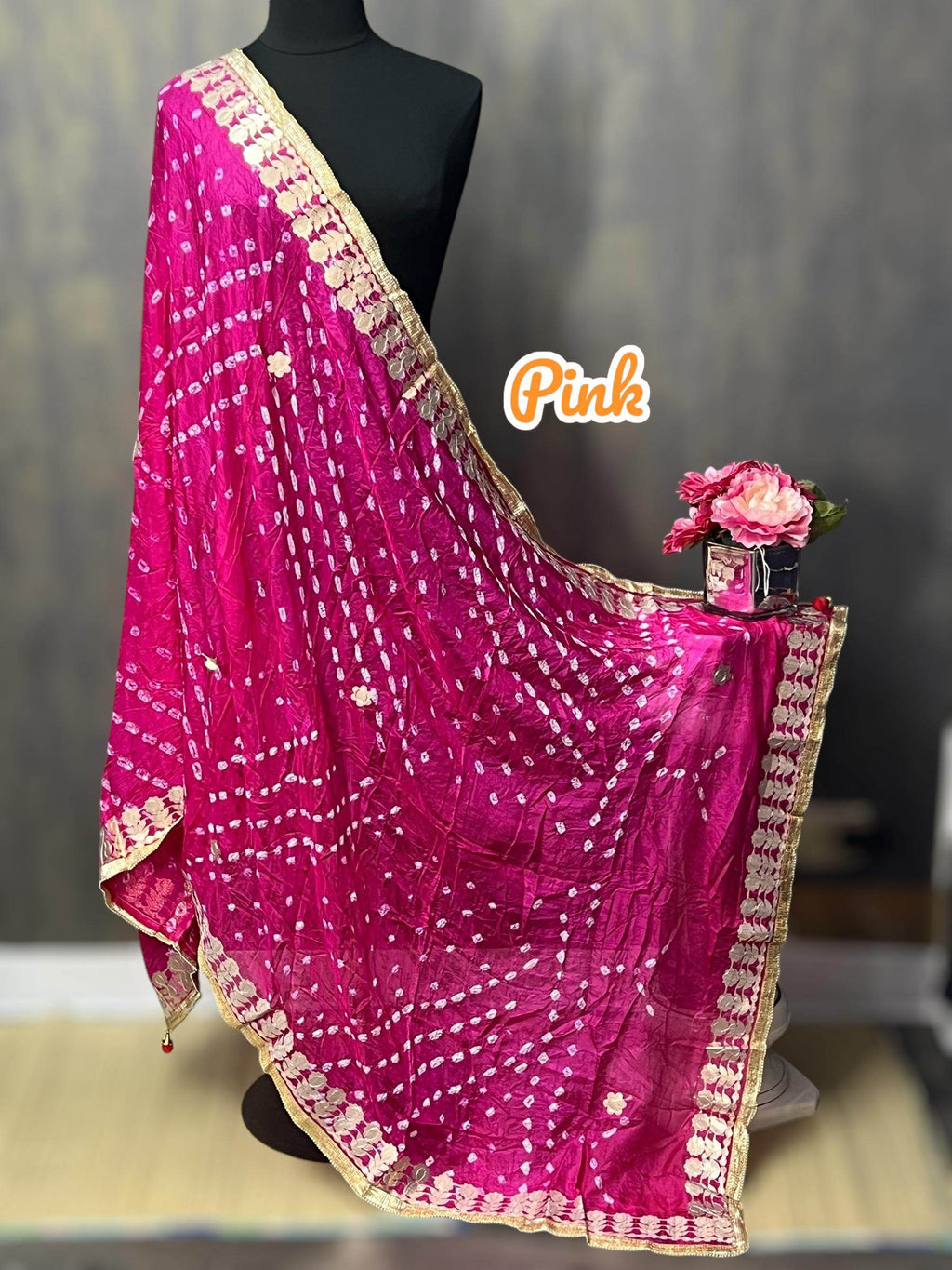Bandhani dupattas with gota patti work