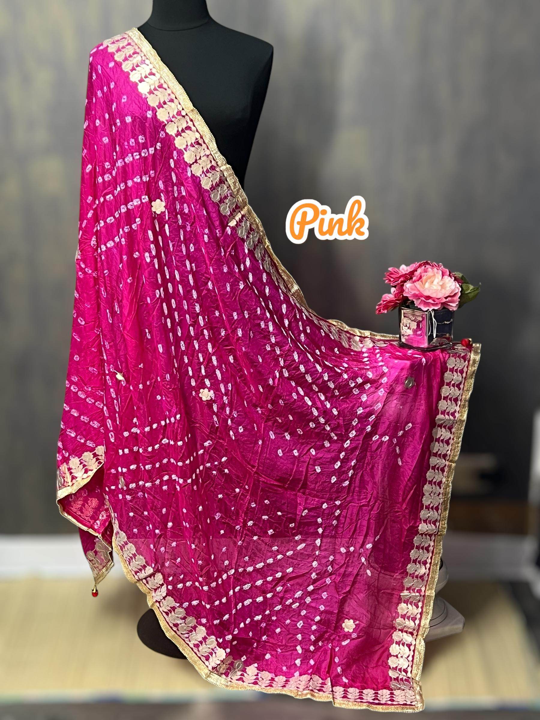 Bandhani dupattas with gota patti work