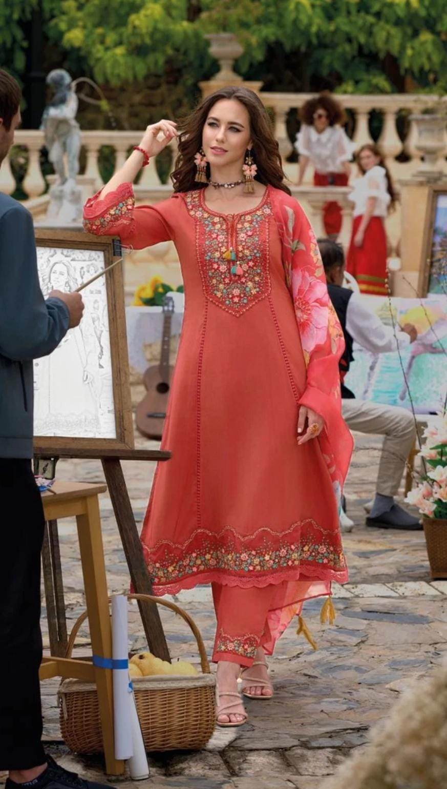 Begum | Silk party wear suits | A line kurti sets