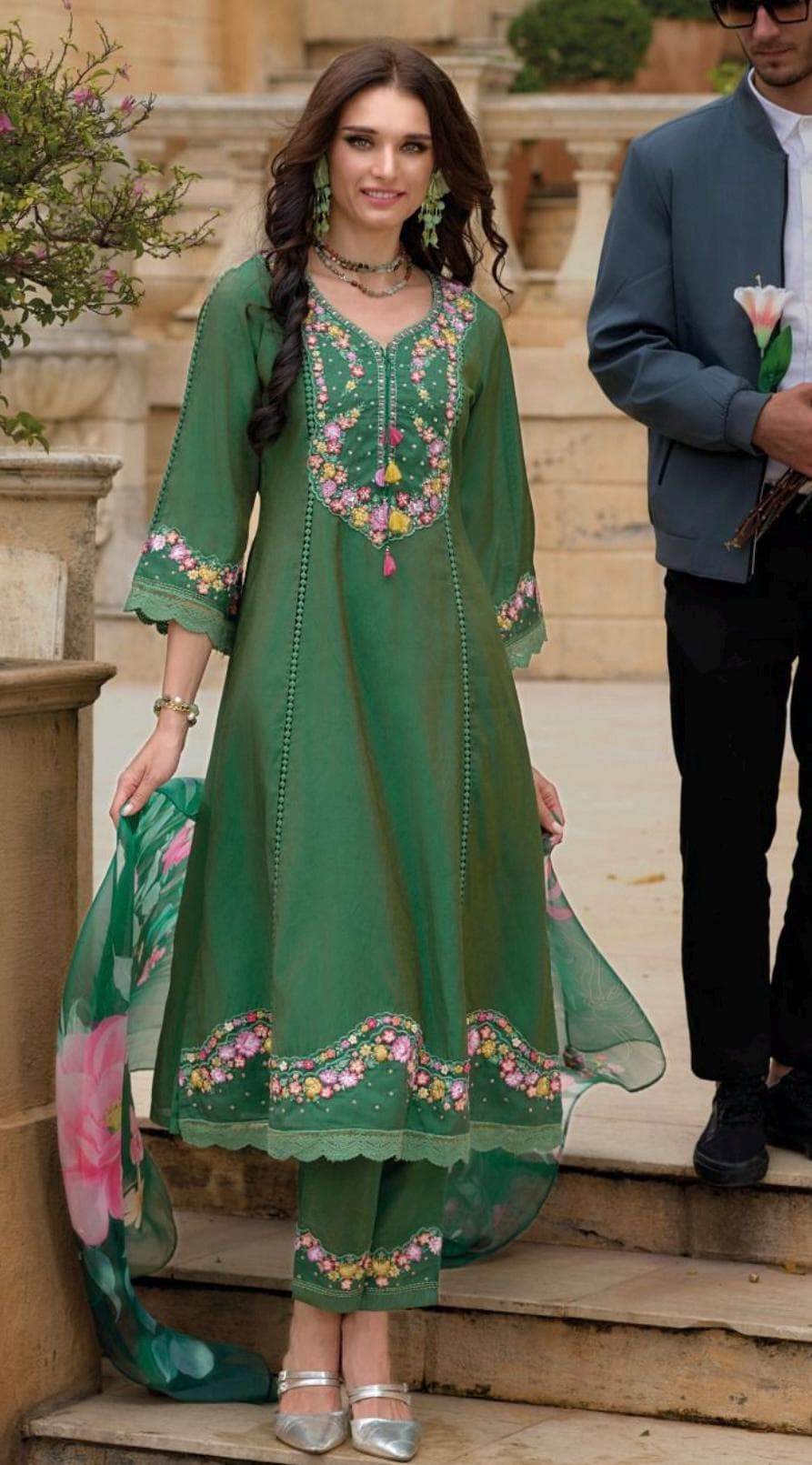 Begum | Silk party wear suits | A line kurti sets