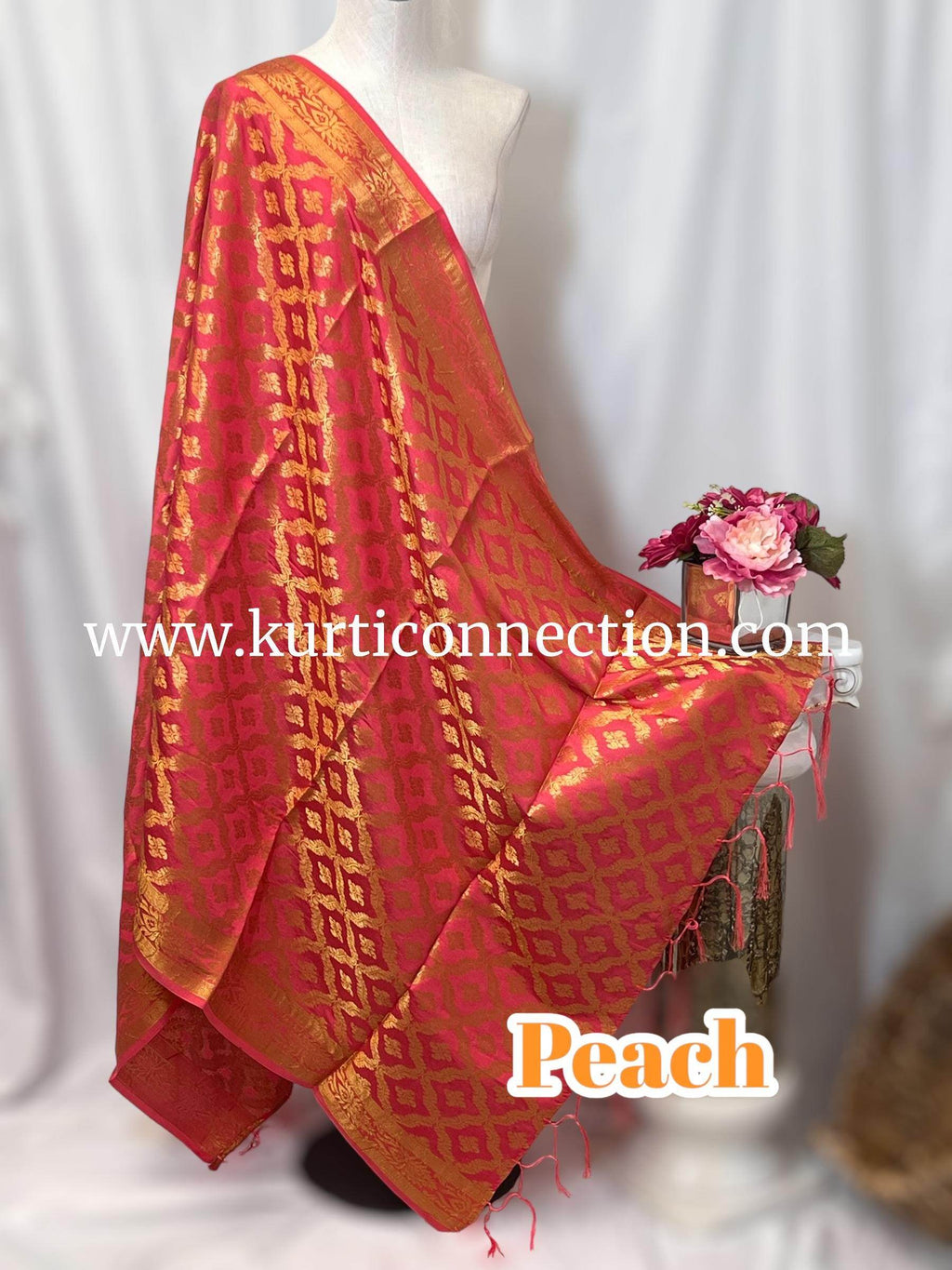 Banarasi dupatta : dark peach