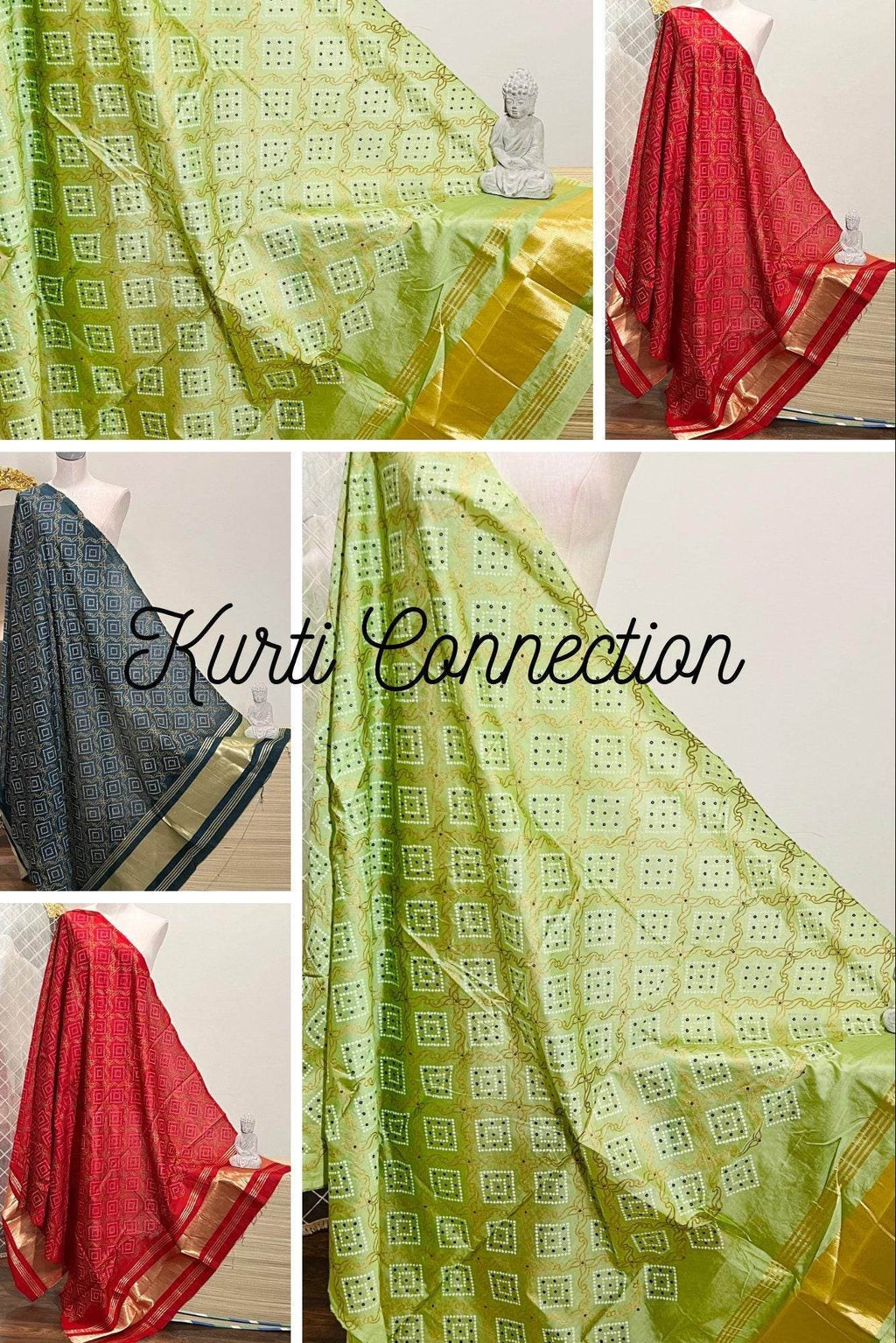 Bandhani print dupatta, cotton silk dupatta with bandhani print