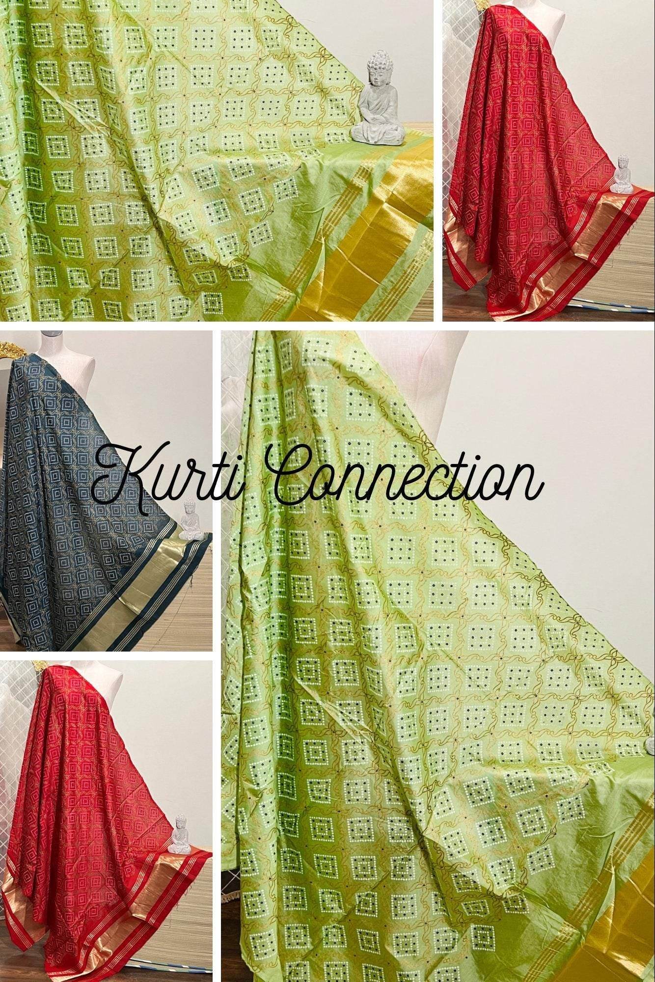 Bandhani print dupatta, cotton silk dupatta with bandhani print