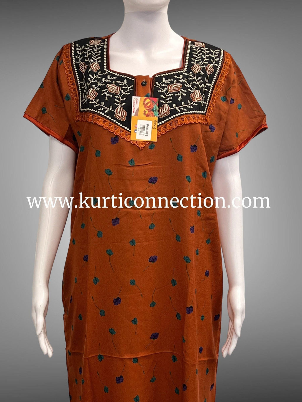 9124 soft cotton nighty, Indian nighty