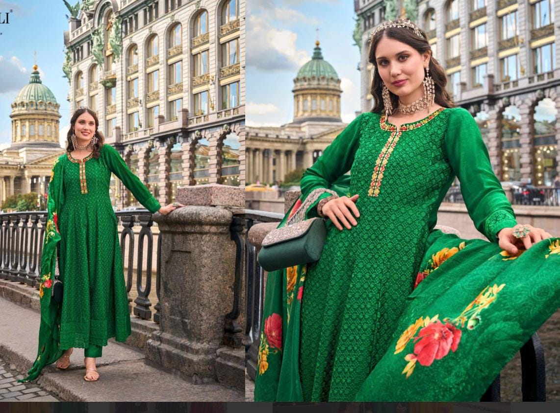 Alamzeb | chinon silk long kurtis