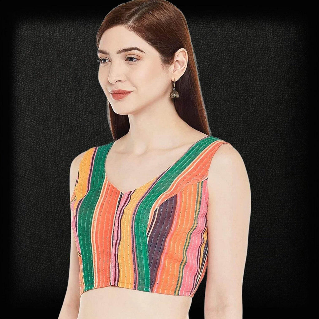 2842 multi color saree blouse | crop top for lehenga | sleeveless blouse