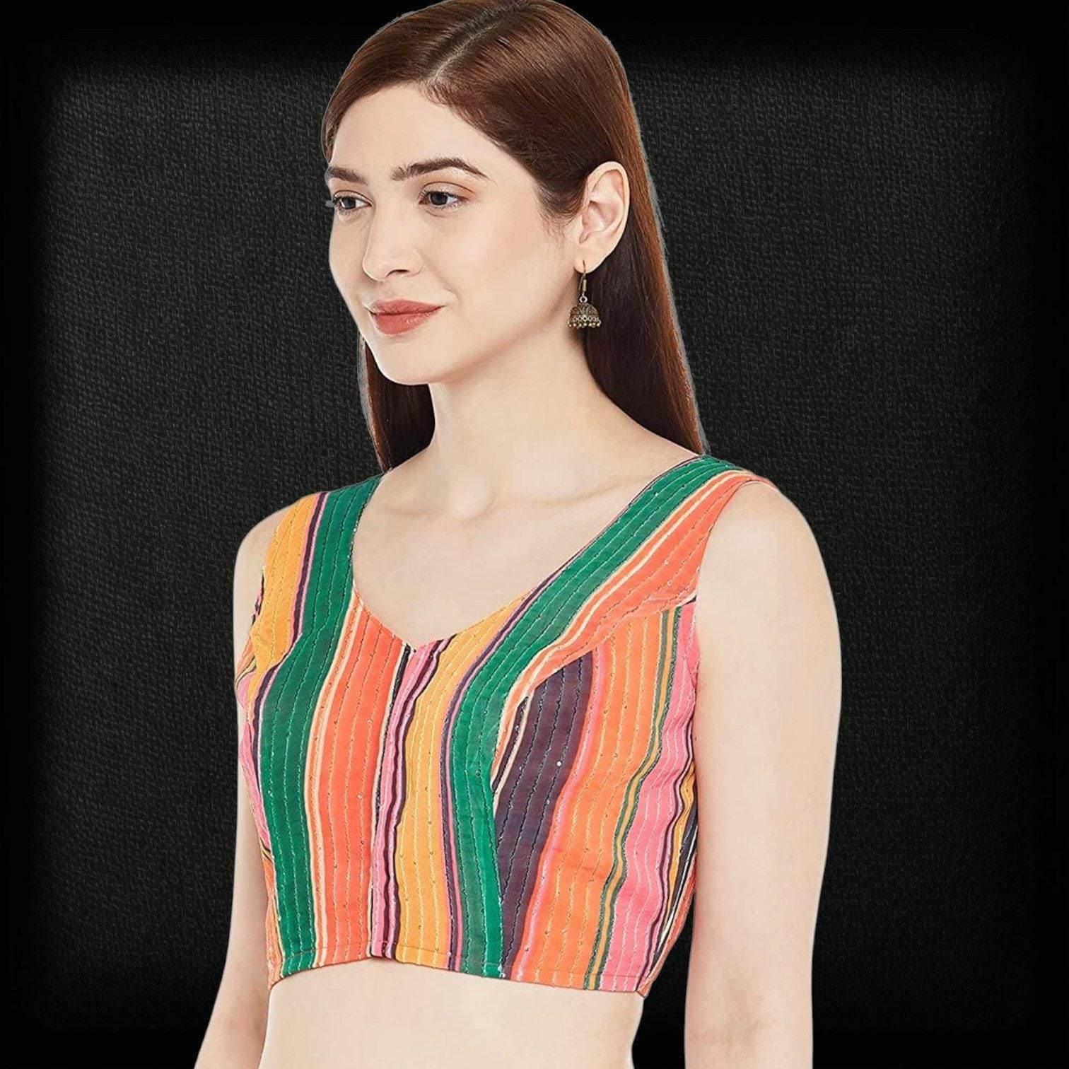 2842 multi color saree blouse | crop top for lehenga | sleeveless blouse