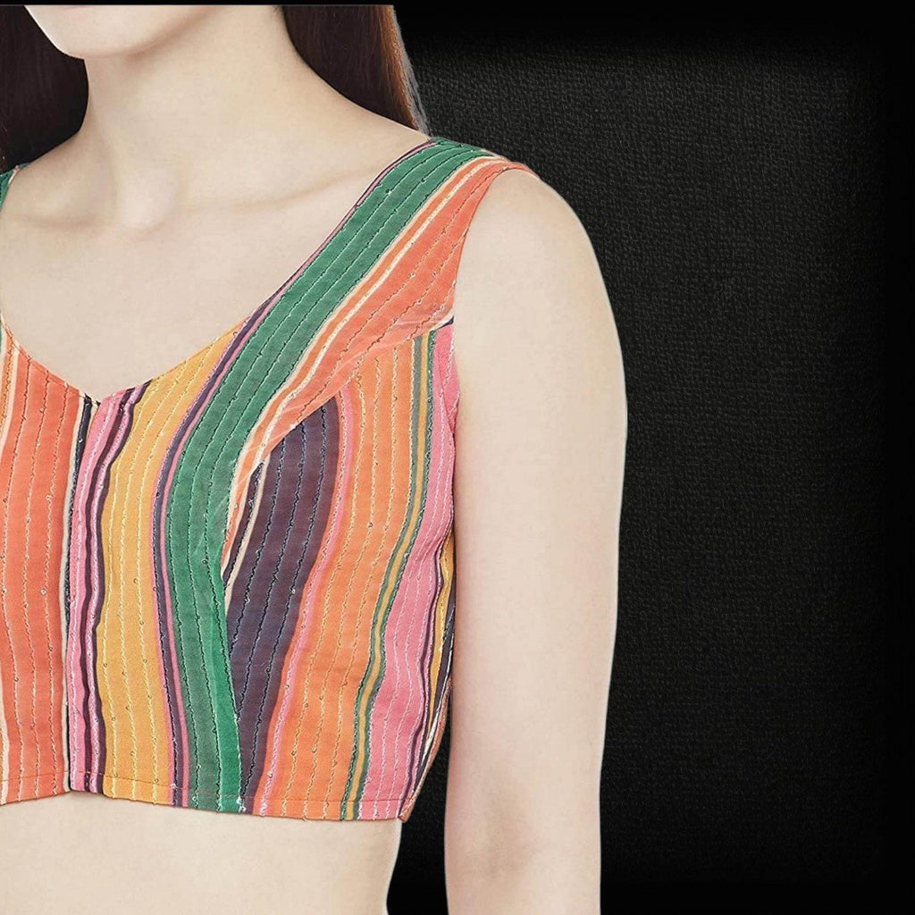 2842 multi color saree blouse | crop top for lehenga | sleeveless blouse
